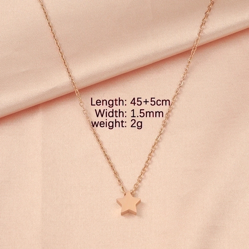 Stainless Steel 18K Gold Plated Lady Minimalist Star Moon Heart Shape None Pendant Necklace