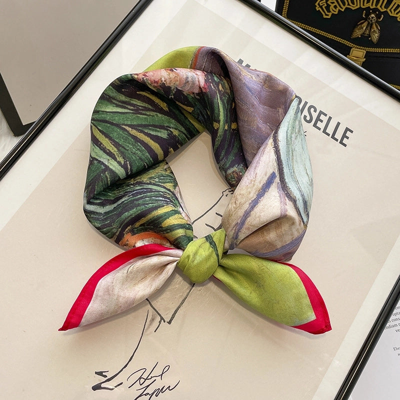 Women's Elegant Geometric Satin Printing Silk Scarves