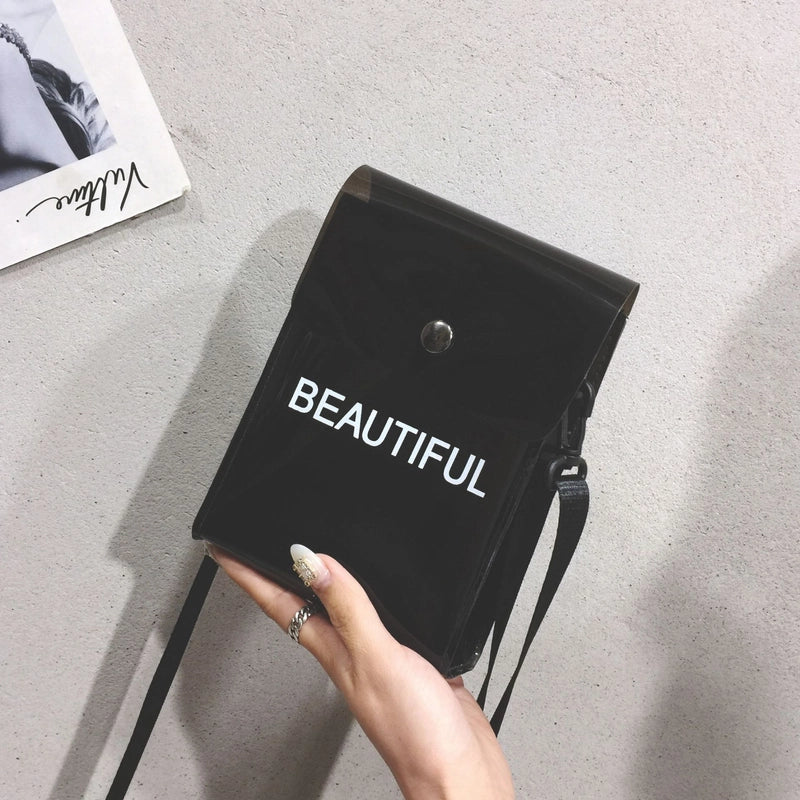 Women's Small PVC Letter Basic Magnetic Buckle Jelly Bag