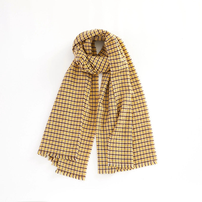 In Autumn And Winter Retro Color Matching Small Plaid Scarf Soft And Comfortable Warm  Shawl Scarf