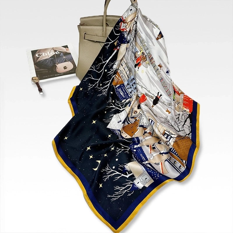 Women's Elegant Minimalist Printing Silk Printing Silk Scarf