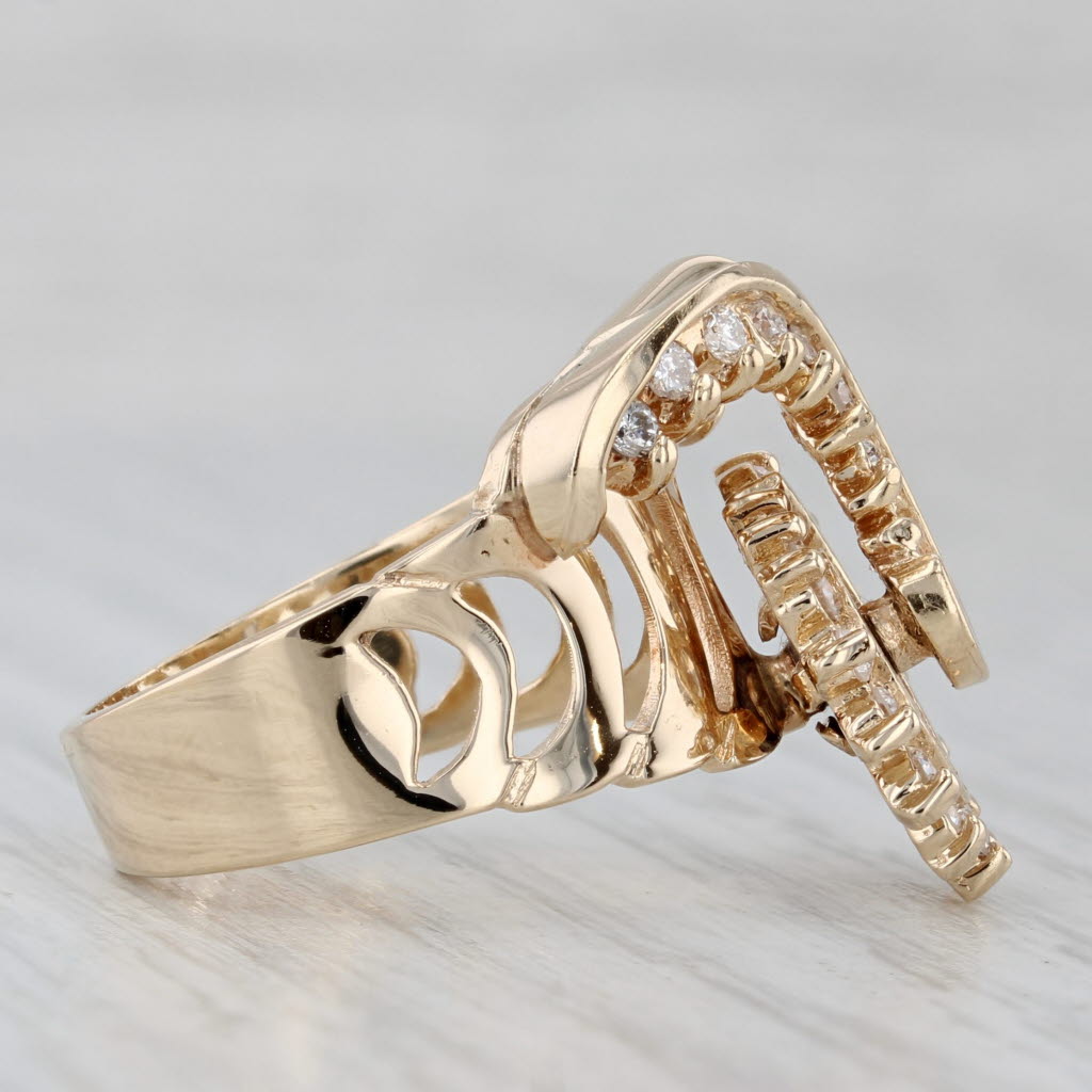 0.61ctw Rolling Spinning Diamond Swirl Ring 14k Yellow Gold Size 6.25