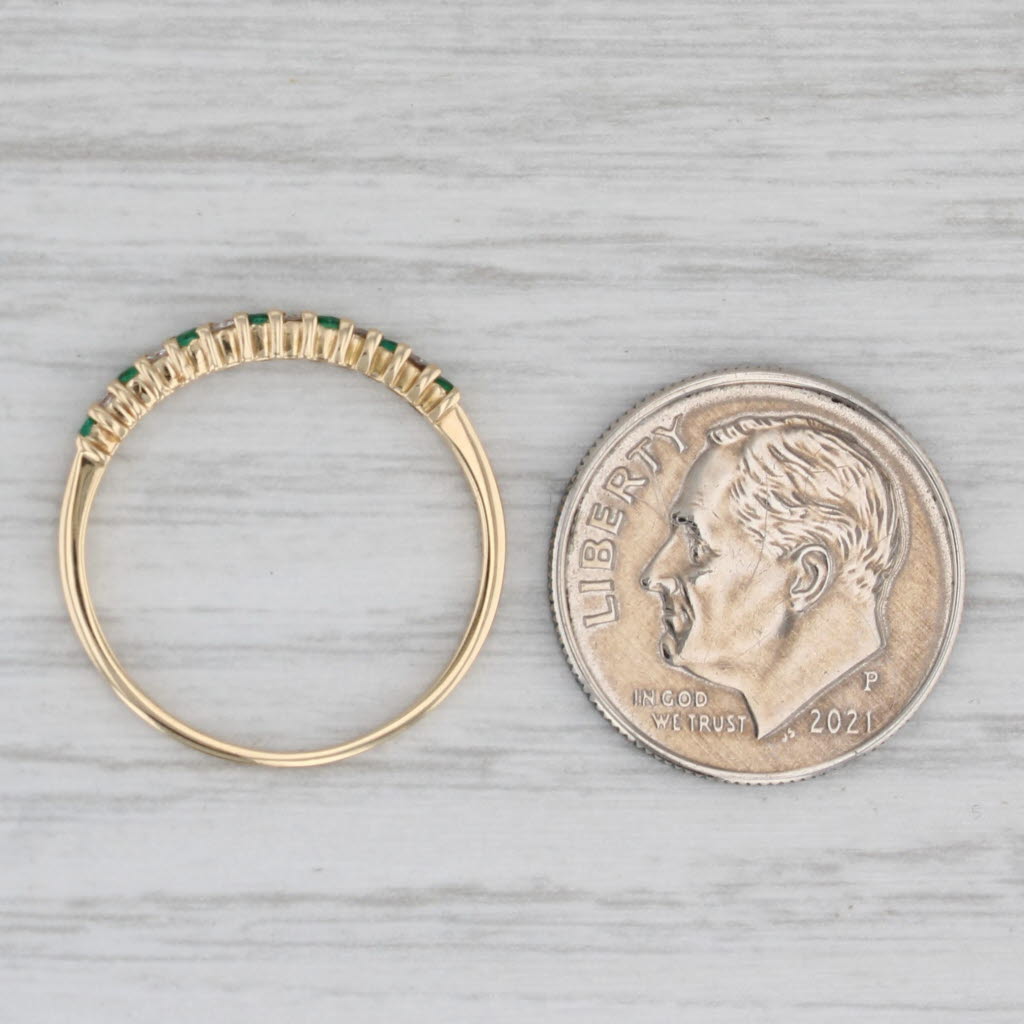 0.17ctw Emerald Diamond Stackable Ring 18k Yellow Gold Size 6.25
