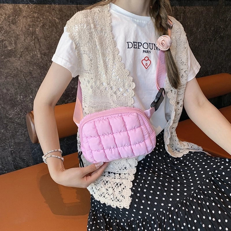 Women's Small Pu Leather Solid Color Elegant Square Zipper Crossbody Bag