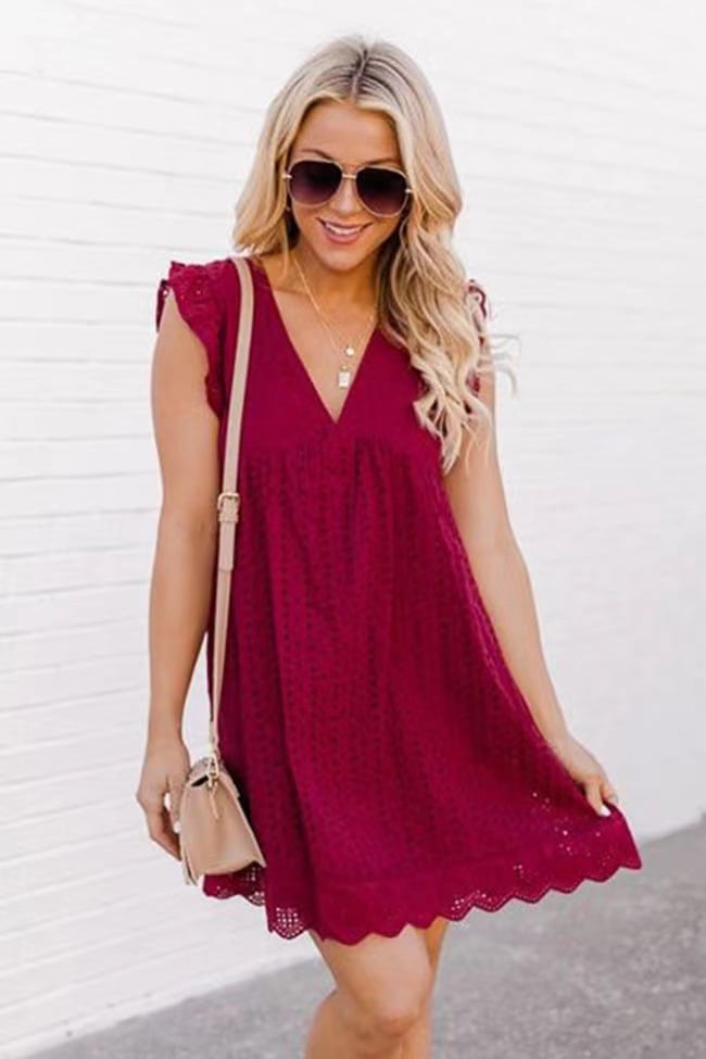 🔥HOT SALE - 49% OFF🔥Lace Jacquard Cutout V-neck Dress