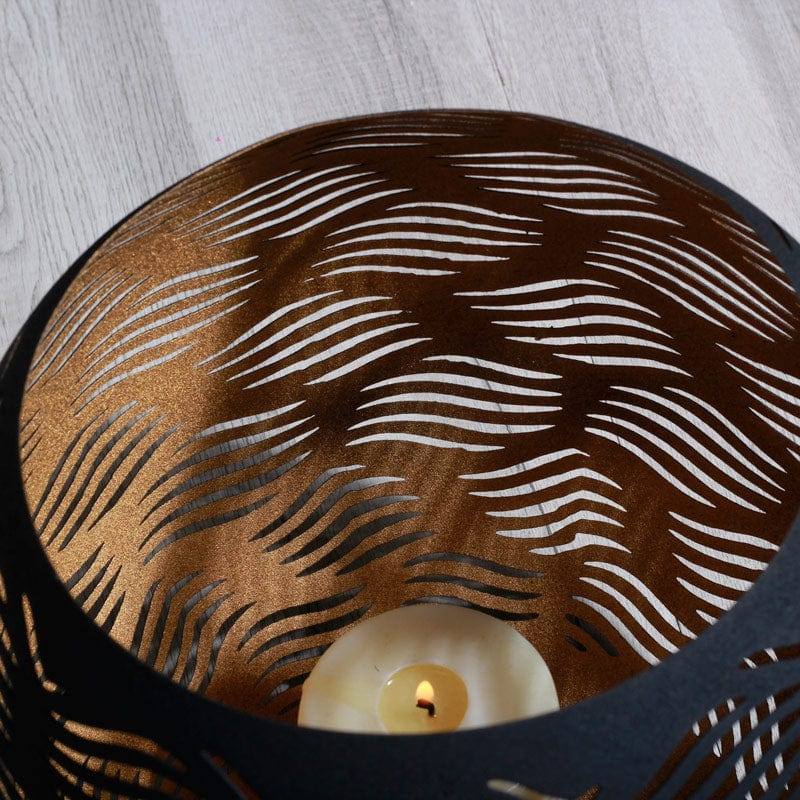 Carved Candle Holder Large - Black Gold