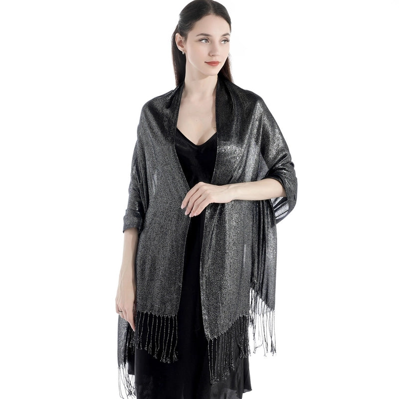 Exclusive For New Women's Shawl Autumn And Summer Women Tassel Silver Silk Ball Dinner Party Scarf