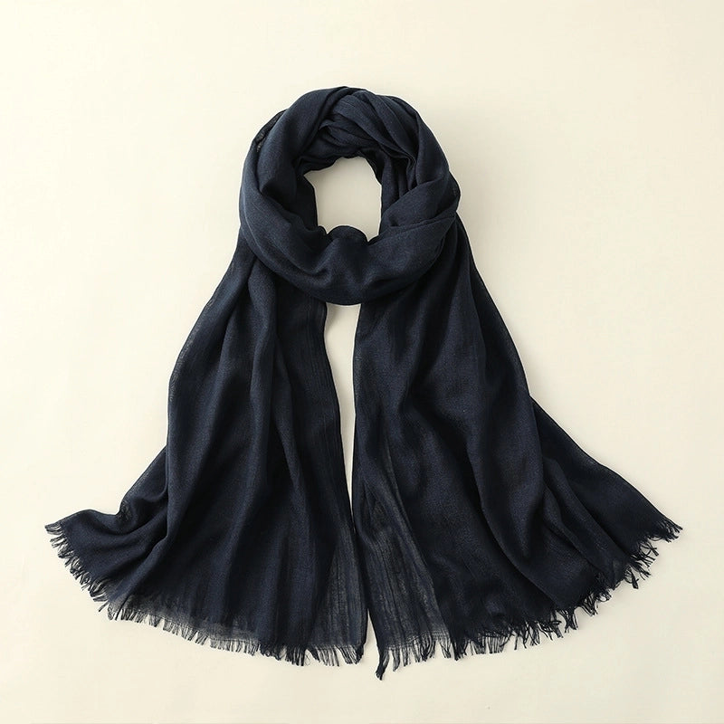Women's Elegant Solid Color Cotton Silk Scarves