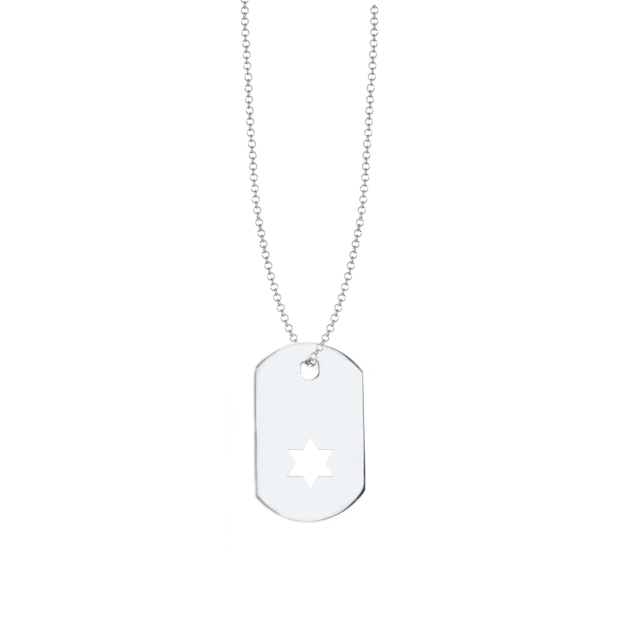 Star of David ID Tag Necklace - Sterling Silver. Gold Plated or Two-Tone