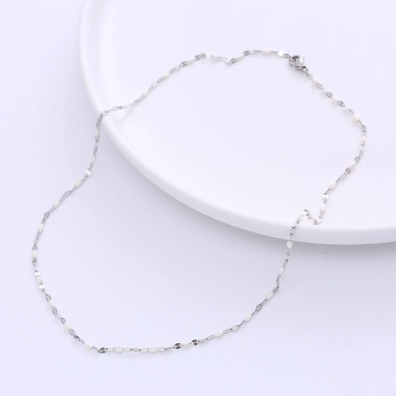 Minimalist Geometric 304 Stainless Steel Epoxy 18K Gold Plated Epoxy Chain Necklace