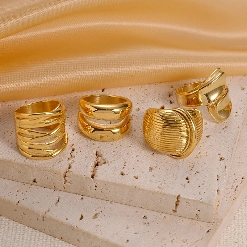 304 Stainless Steel 14K Gold Plated Modern Style Minimalist Classic Style Plating Solid Color Rings