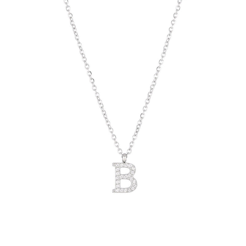 Minimalist Letter 304 Stainless Steel Zircon 16K Gold Plated White Gold Plated Plating Inlay Pendant Necklace