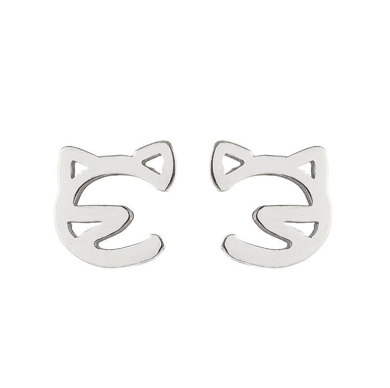 1 Pair Cute Cat Plating 304 Stainless Steel 18K Gold Plated Ear Studs