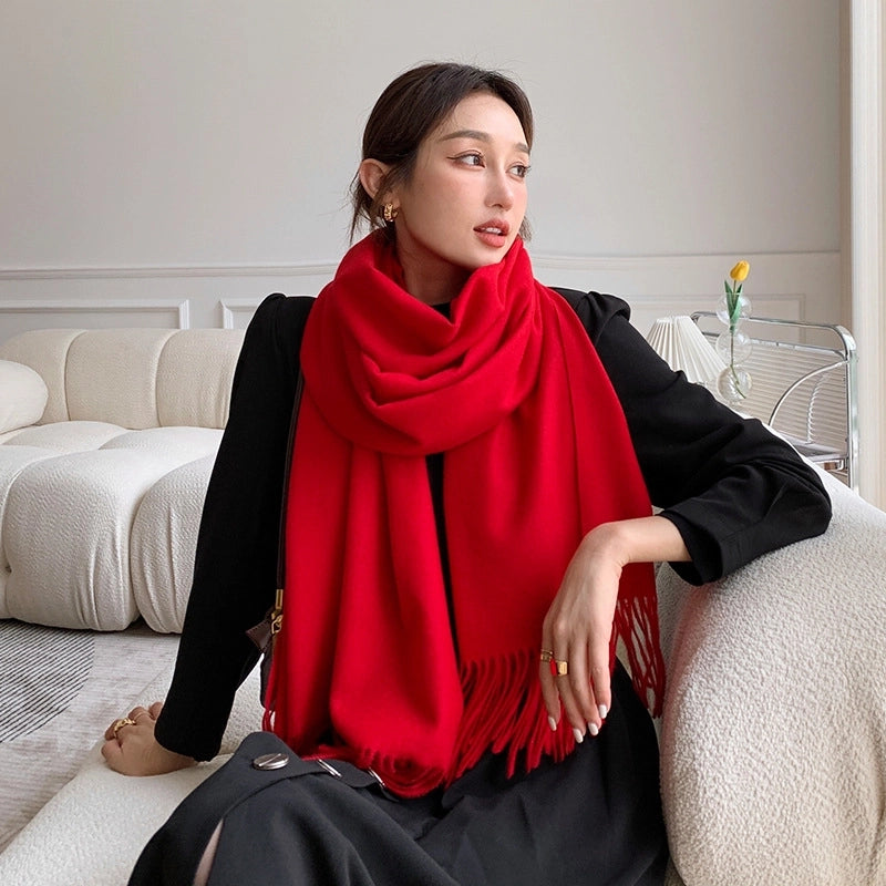 Women's Basic Minimalist Classic Style Solid Color Viscose Fiber Scarf