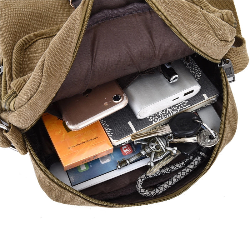 New Canvas Bag Men's Shoulder Bag Fashion Casual Canvas Bag Men's Crossbody Backpack Shoulder Bag