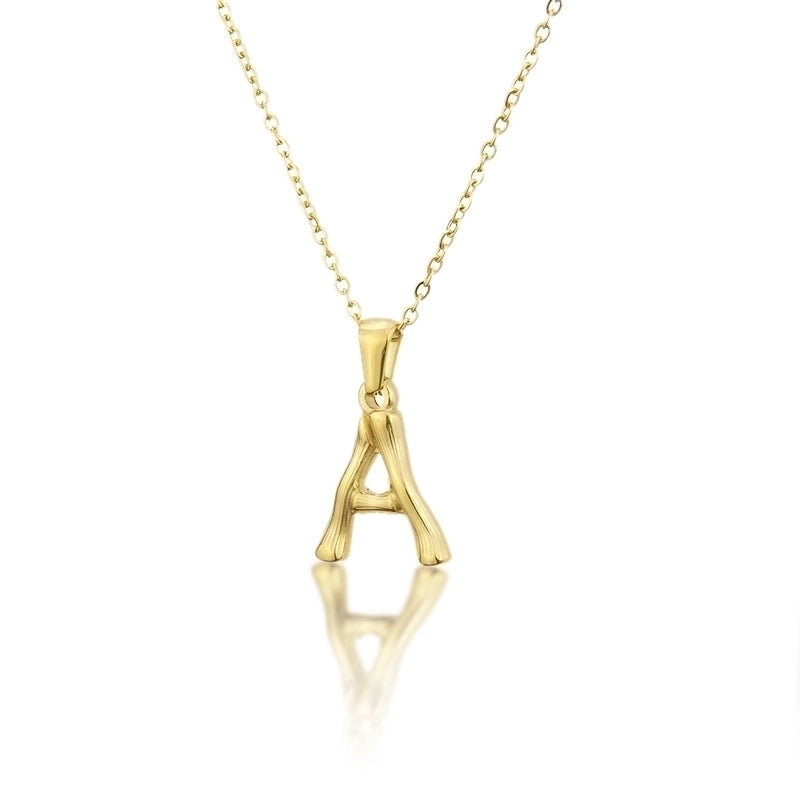 Platform New Stainless Steel Antique Slub-shaped 26 Letter Necklace Hot Gold English Titanium Steel Pendant