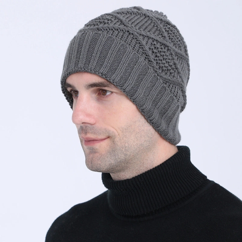 Unisex Basic Solid Color Argyle Eaveless Wool Cap