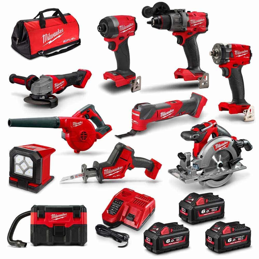 MILWAUKEE 18V 10 Piece 3 x 6.0Ah Combo Kit M18FPP10C3603B