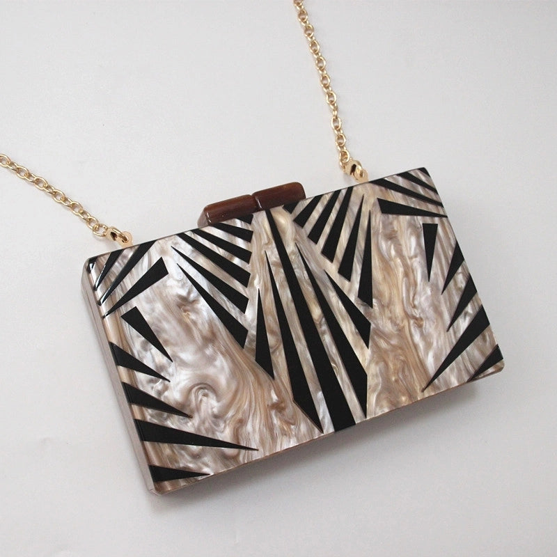 Apricot Pvc Arylic Geometric Square Evening Bags