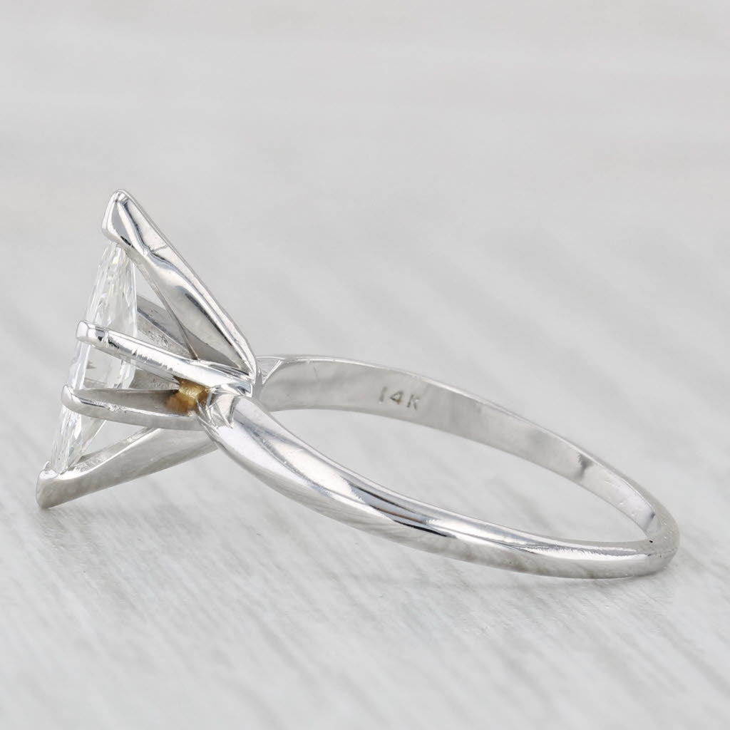 0.83ct Marquise Brilliant Solitaire Engagement Ring 14k White Gold Size 5.5