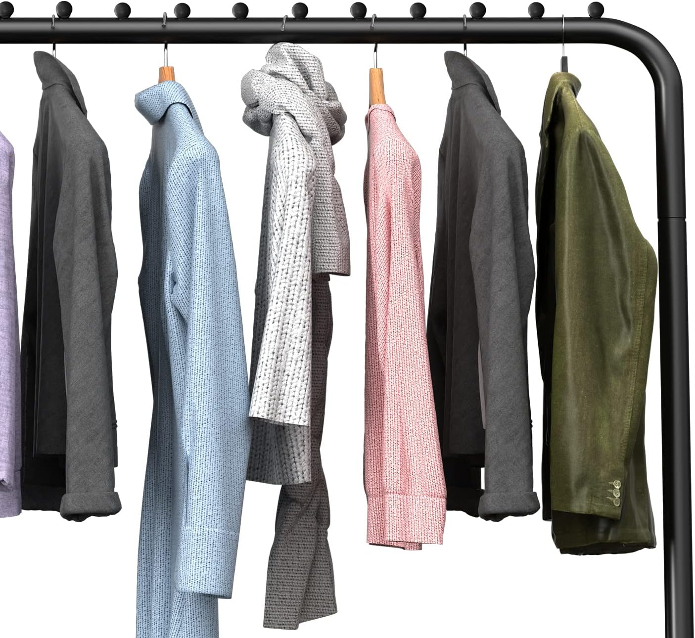 Large Space Clothes Rail. Stable. Minimalist Design Freestanding Clothes Rack For Bedroom. Black