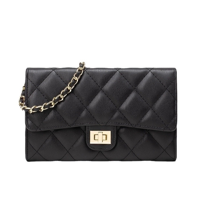 Women's Pu Leather Solid Color Streetwear Square Lock Clasp Shoulder Bag