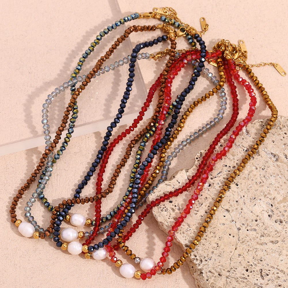 Fashion Round Circle Geometric Stainless Steel Electroplating Necklaces