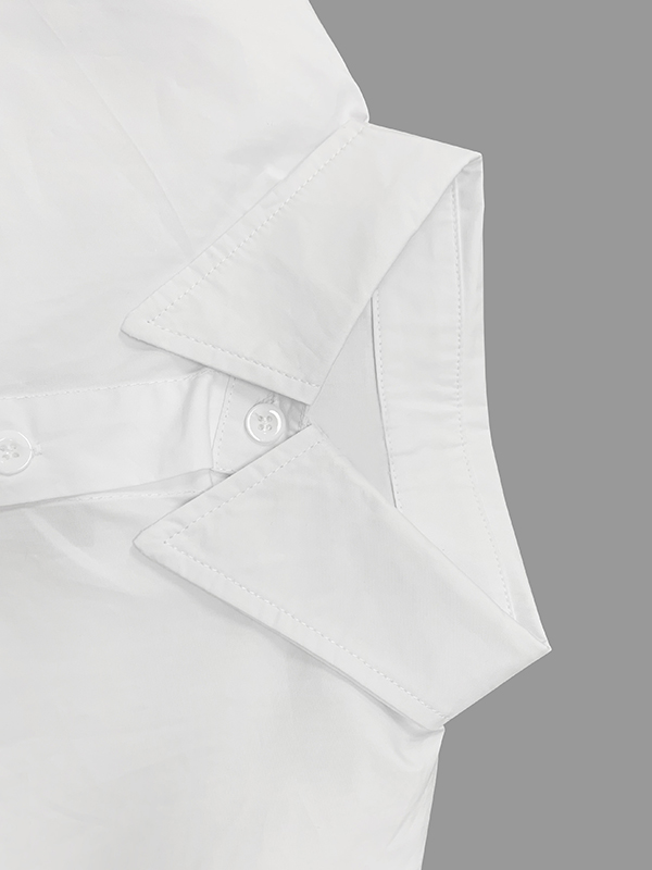 Long Sleeves Loose Buttoned Elasticity Solid Color Split-Joint Stand Collar Blouses&Shirts Tops