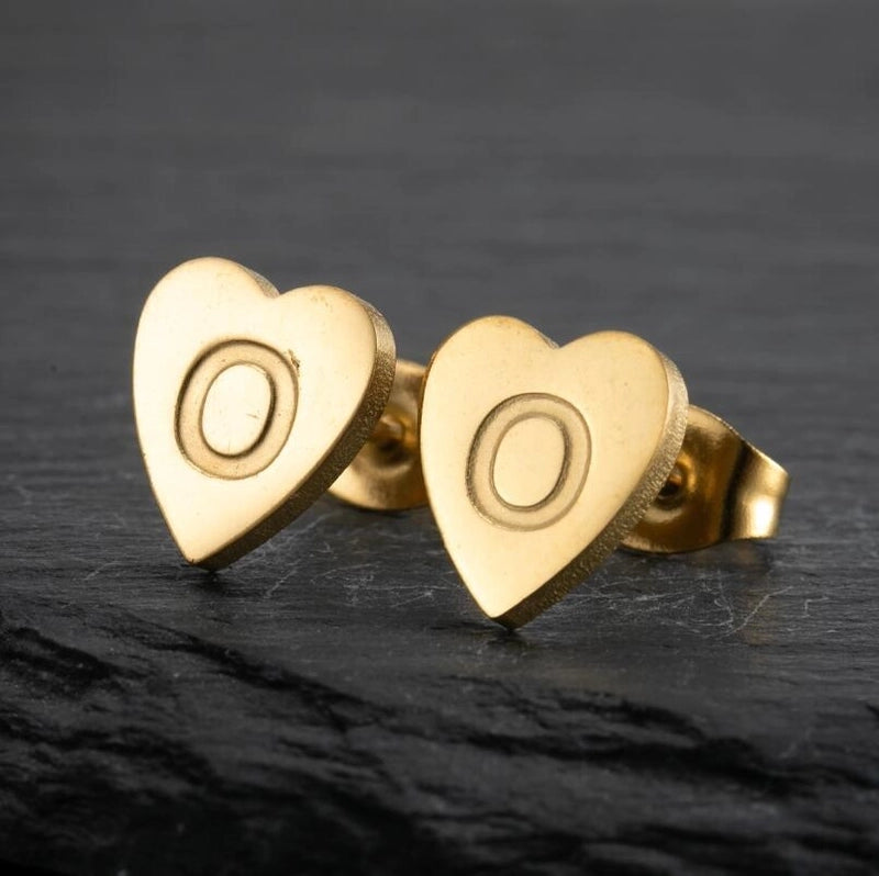 1 Pair Fashion Letter Heart Shape Plating 304 Stainless Steel 18K Gold Plated Ear Studs