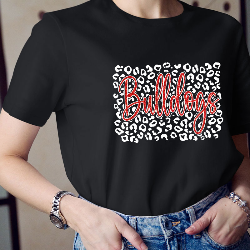 Personalized Leopard Team Spirit Teacher T-Shirt