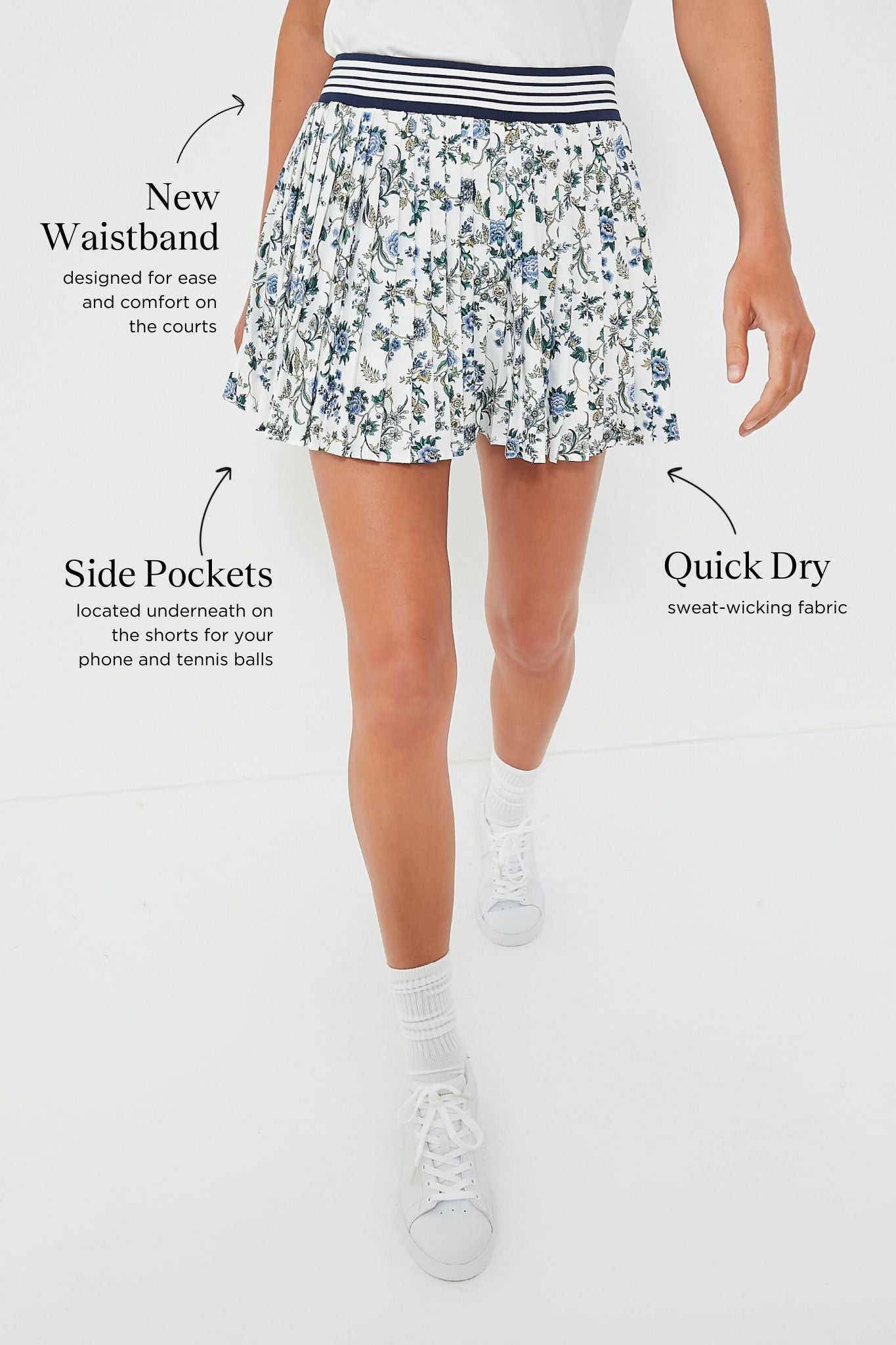 White Wildflower 14 Inch Lexi Tennis Skirt