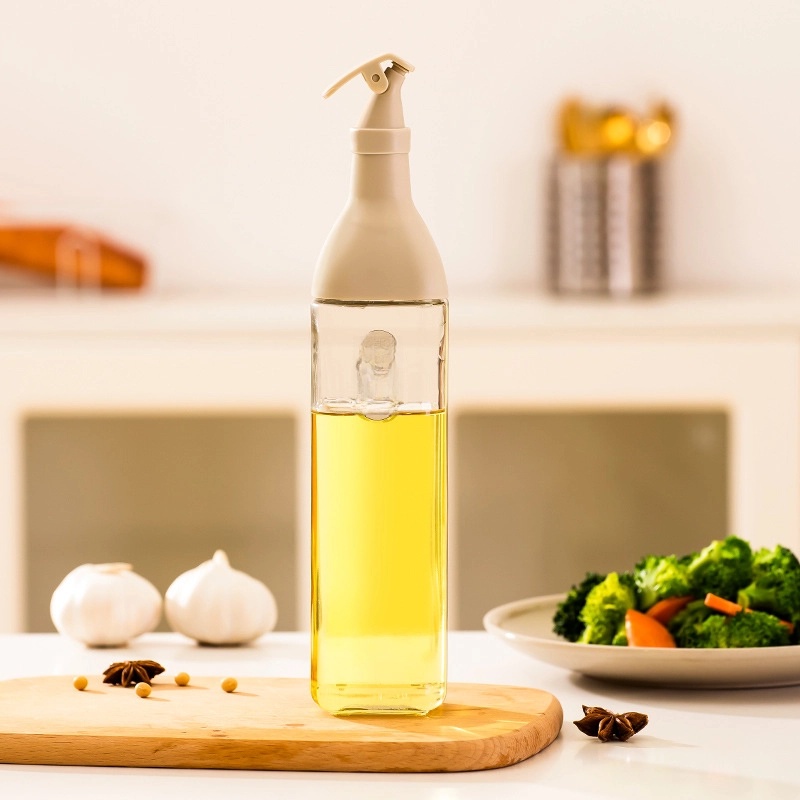 Waltz Square Glass Seasoning Bottle With Classification Label Oil Bottle 77 Automatic Tilt Non-oil Glass Oil Pot