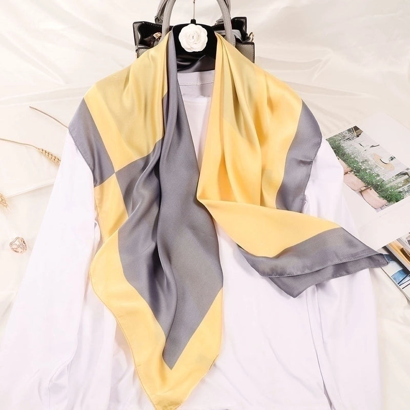 2 Pieces Women'S Ig Style Minimalist Color Block Flower Satin Silk Scarf