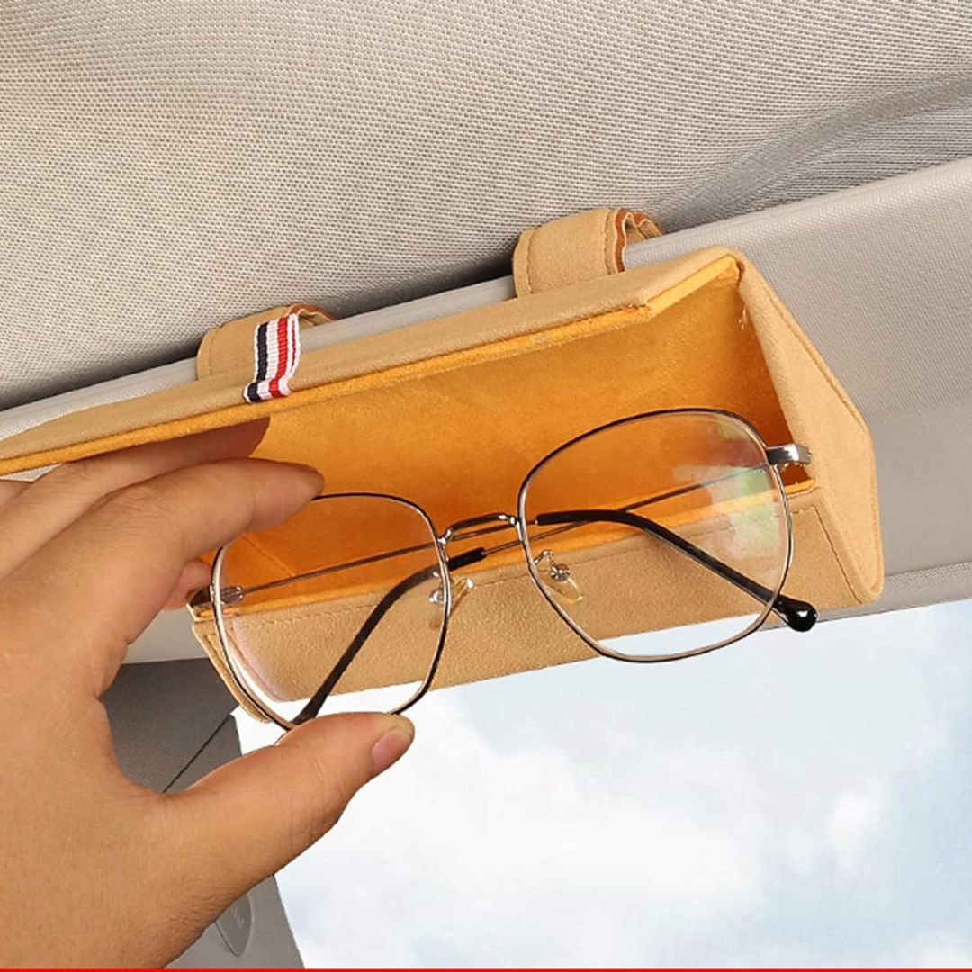 Suede Leather Car Sunglass Holder