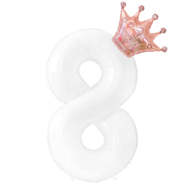 Foil Balloon for Birthday Party Number with Crown