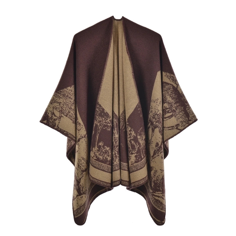 Women's Retro Lattice Imitation Cashmere Sewing Shawls