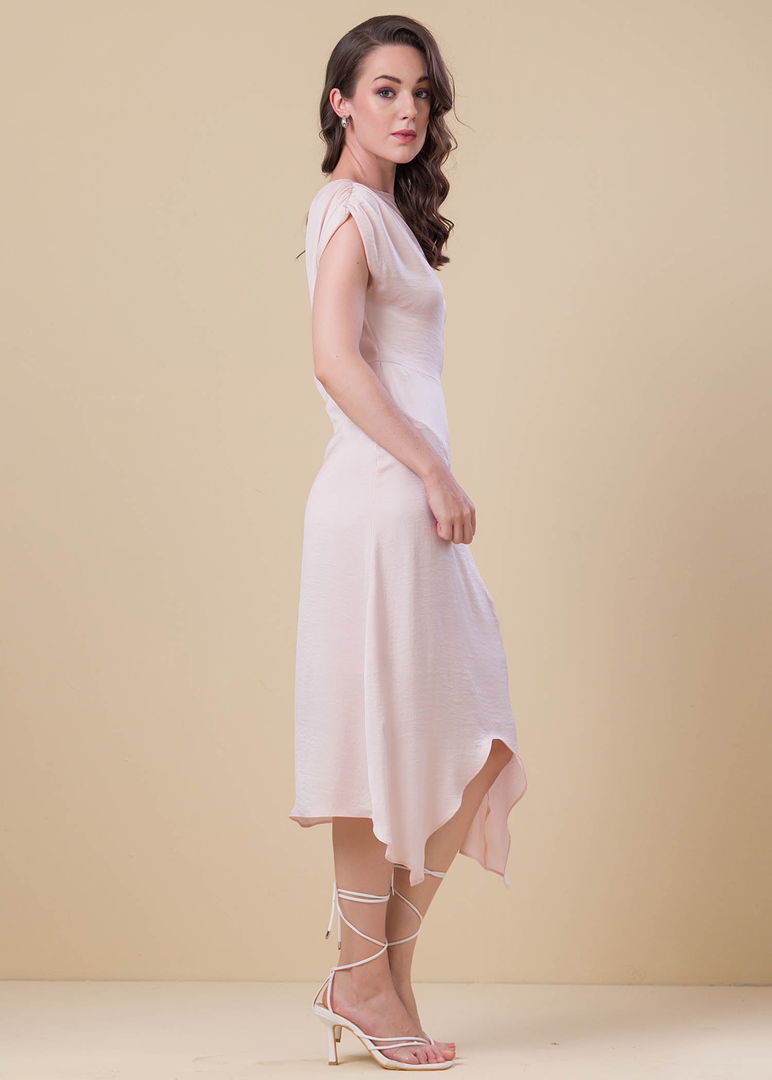 Asymmetrical Hem Satin Dress