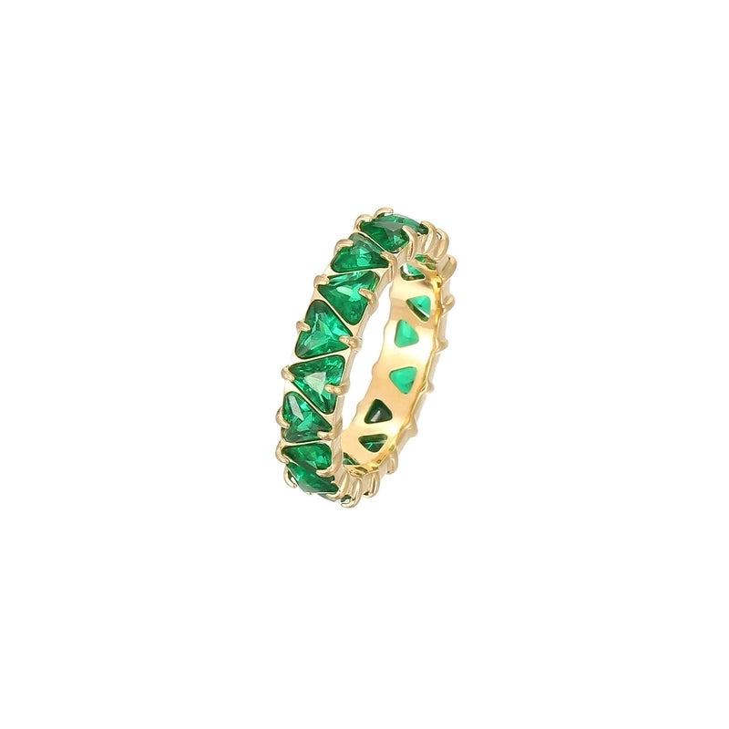 Minimalist Shiny Heart Shape 304 Stainless Steel Zircon 16K Gold Plated White Gold Plated Inlay Rings