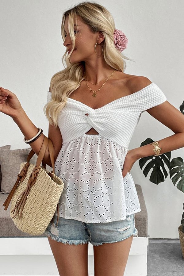 Solid Color Off The Shoulder Casual Tops