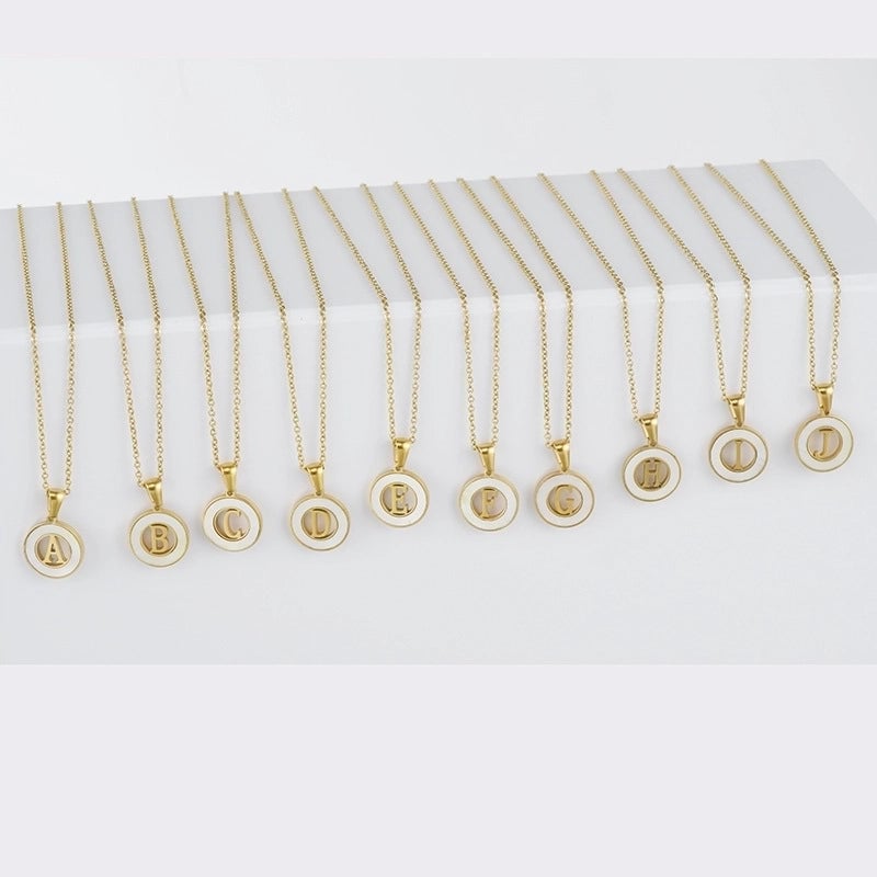 Minimalist Letter Stainless Steel Pendant Necklace Plating Hollow Out Shell Stainless Steel Necklaces