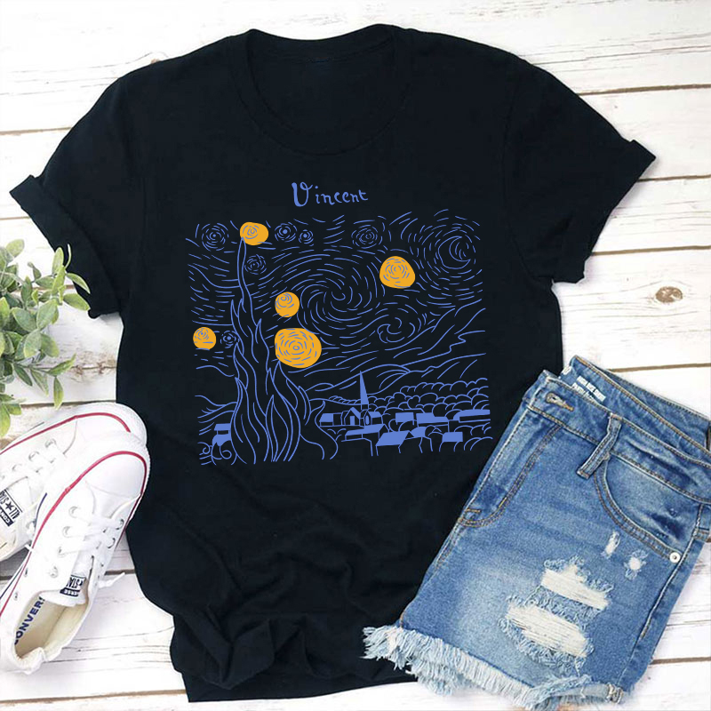 Vincent The Starry Night Teacher T-Shirt