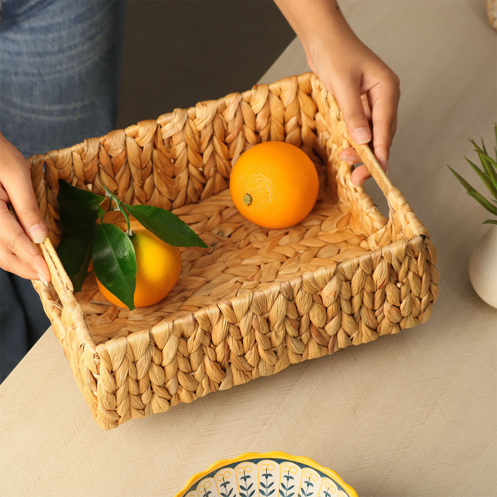 Water Hyacinth Storage Tray Medium - Natural