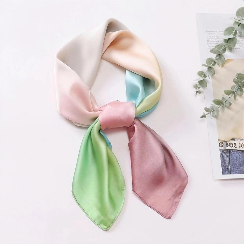 Women's Elegant Basic Color Block Polyester Printing Silk Scarf