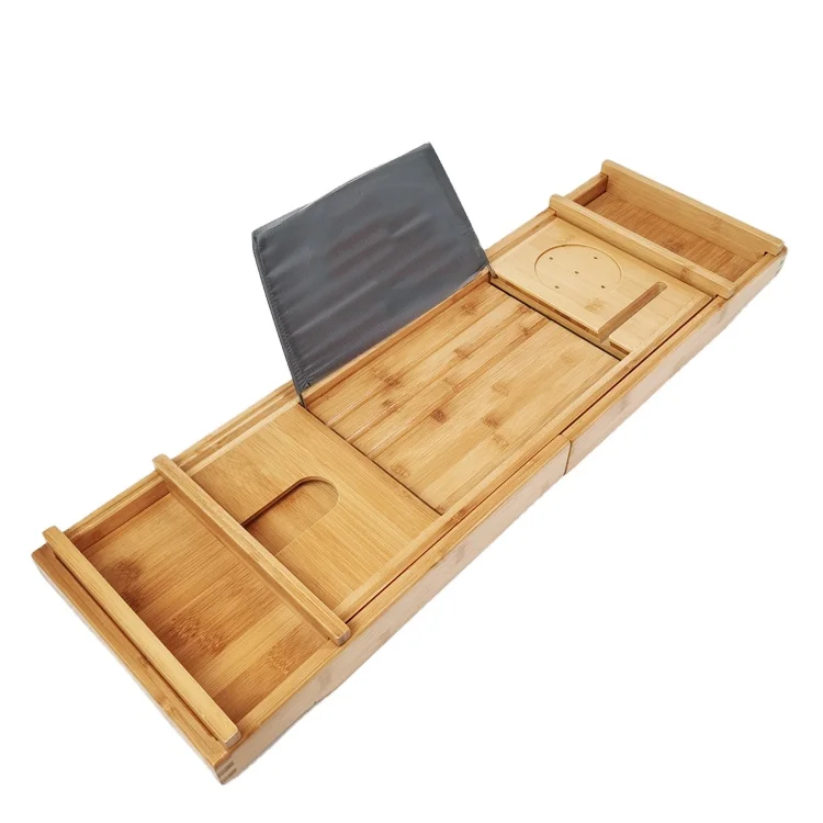 luxury Bamboo Bath Tub Tray bath trays Bathroom Wine Glass Book bamboo Bathtub Caddy Tray for bathtub