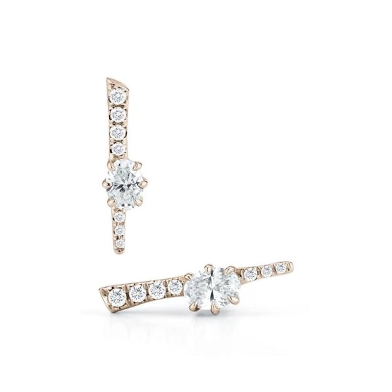 Minimalist Geometric Plating Inlay Copper Zircon Ear Studs