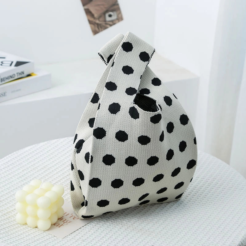 Women's Small Knit Color Block Streetwear Square Open Shoulder Bag