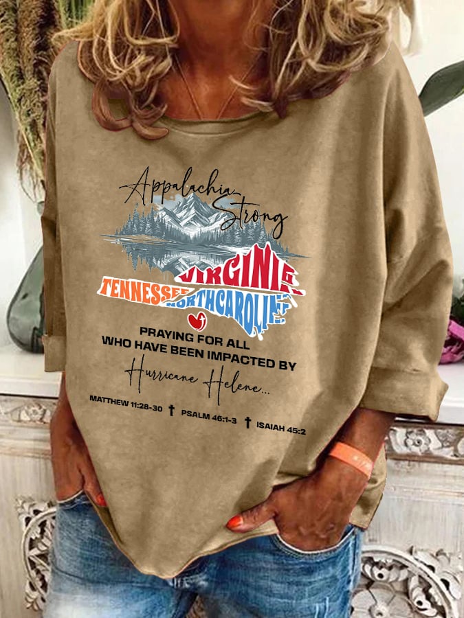 Women's Hotspot Hurricane Helen Disaster Relief Printed Casual Sweatshirt