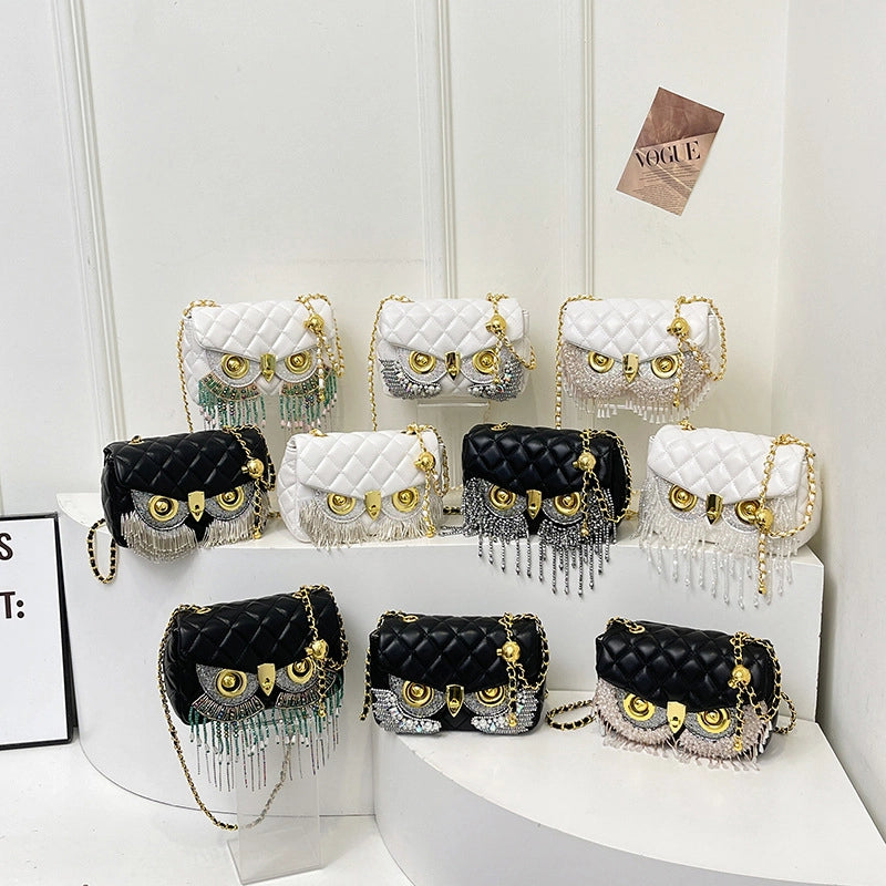 Women's Small Pu Leather Geometric Elegant Streetwear Tassel Square Lock Clasp Square Bag