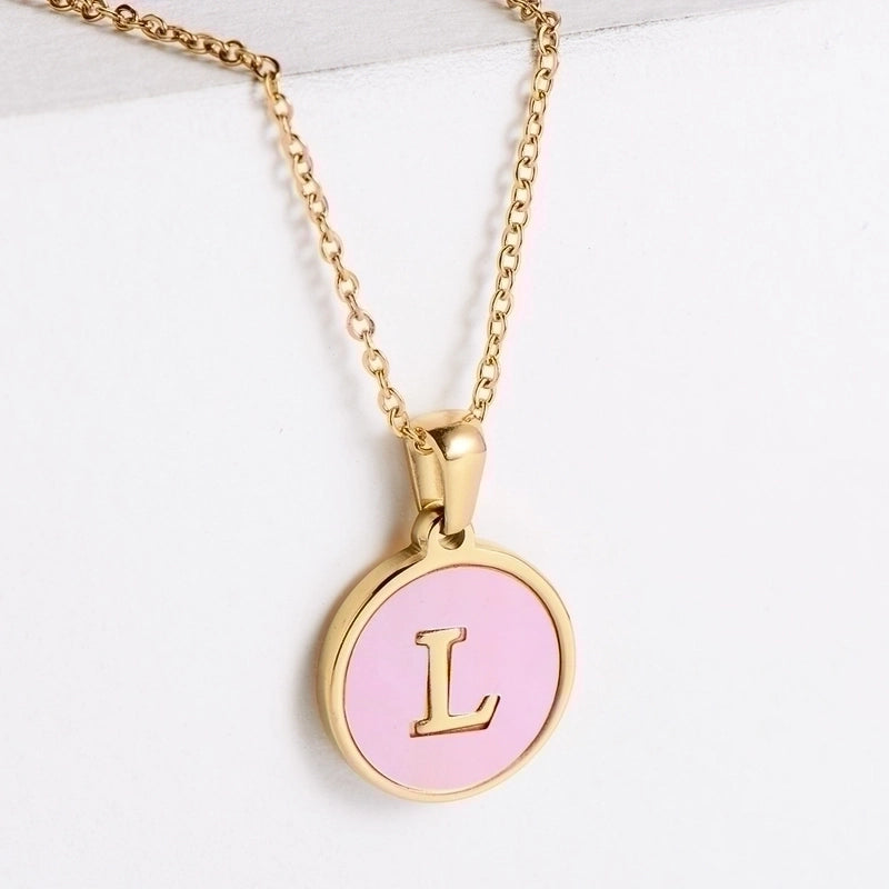304 Stainless Steel 18K Gold Plated Fashion Plating Letter Shell Pendant Necklace