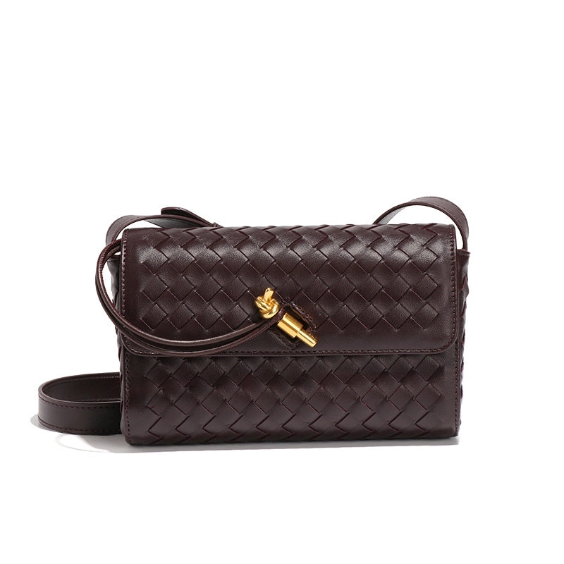 Women's Small Pu Leather Solid Color Streetwear Square Lock Clasp Shoulder Bag